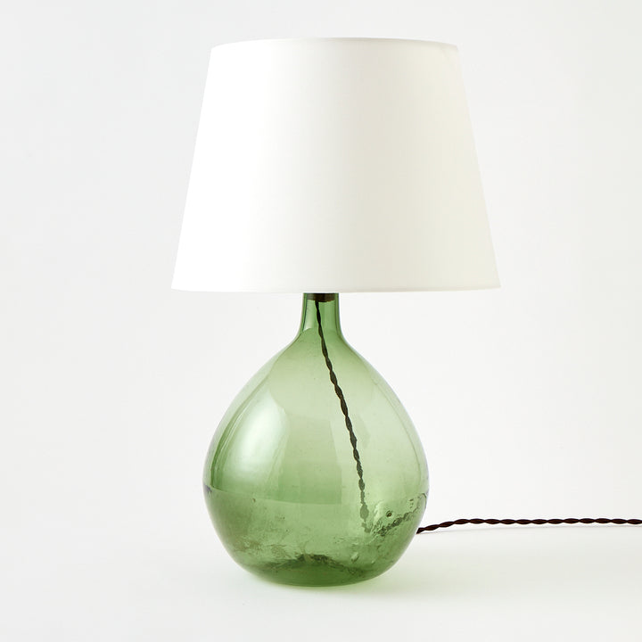 Antique Demijohn Lamp with Custom Raffia Shade
