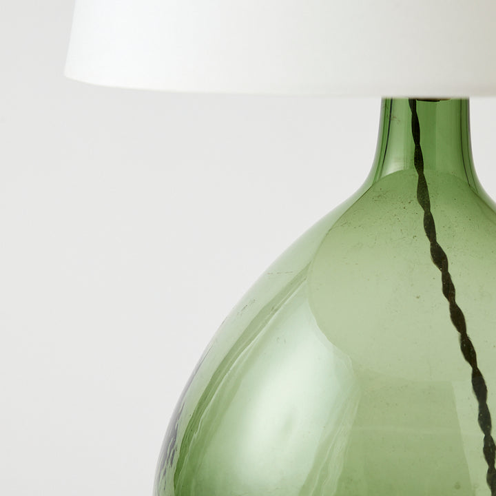 Antique Demijohn Lamp with Custom Raffia Shade