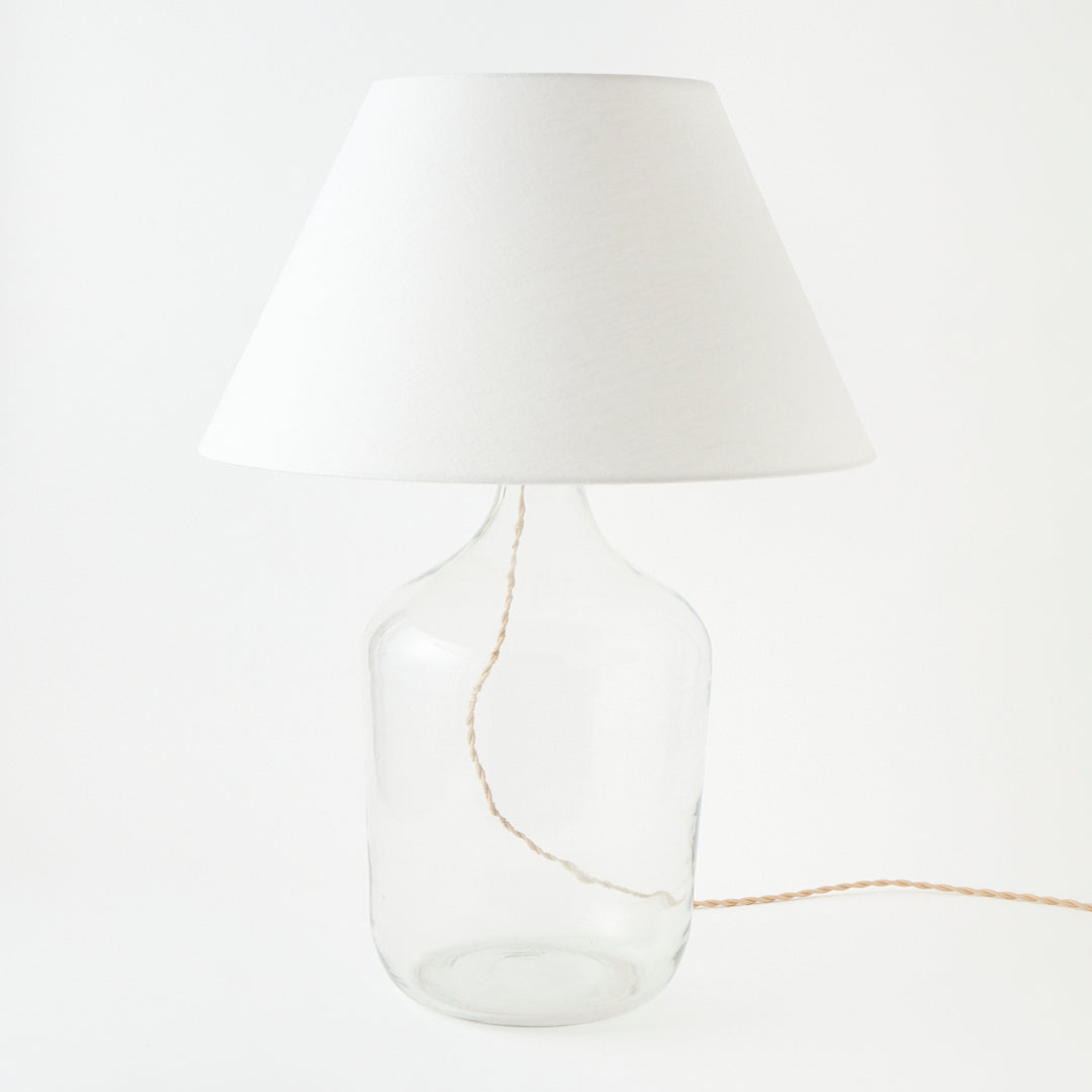Antique Bottle Lamp with Linen Shade