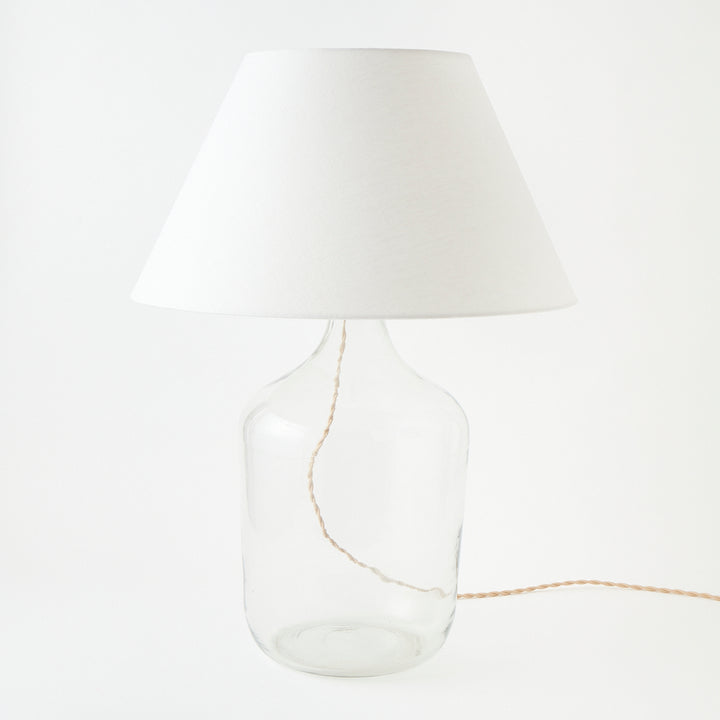Antique Bottle Lamp with Linen Shade