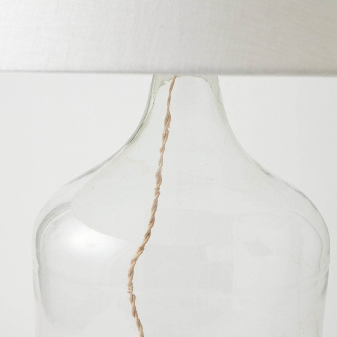 Antique Bottle Lamp with Linen Shade