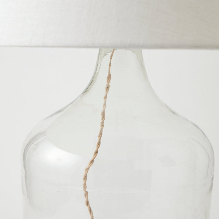 Antique Bottle Lamp with Linen Shade
