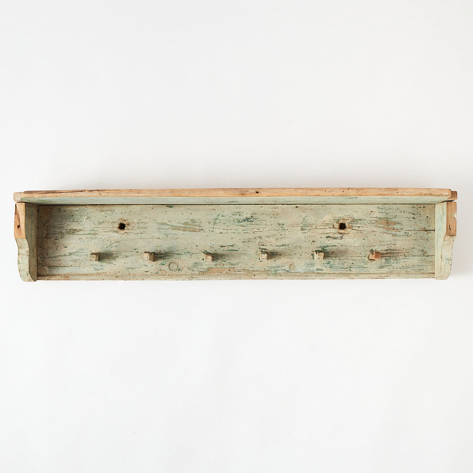 Antique Hungarian Peg Rack &amp; Shelf