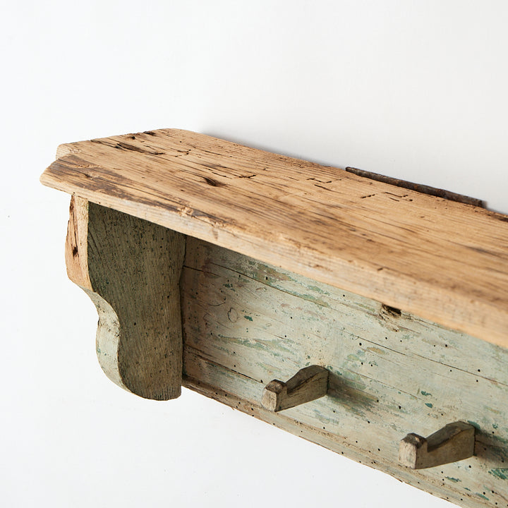 Antique Hungarian Peg Rack &amp; Shelf