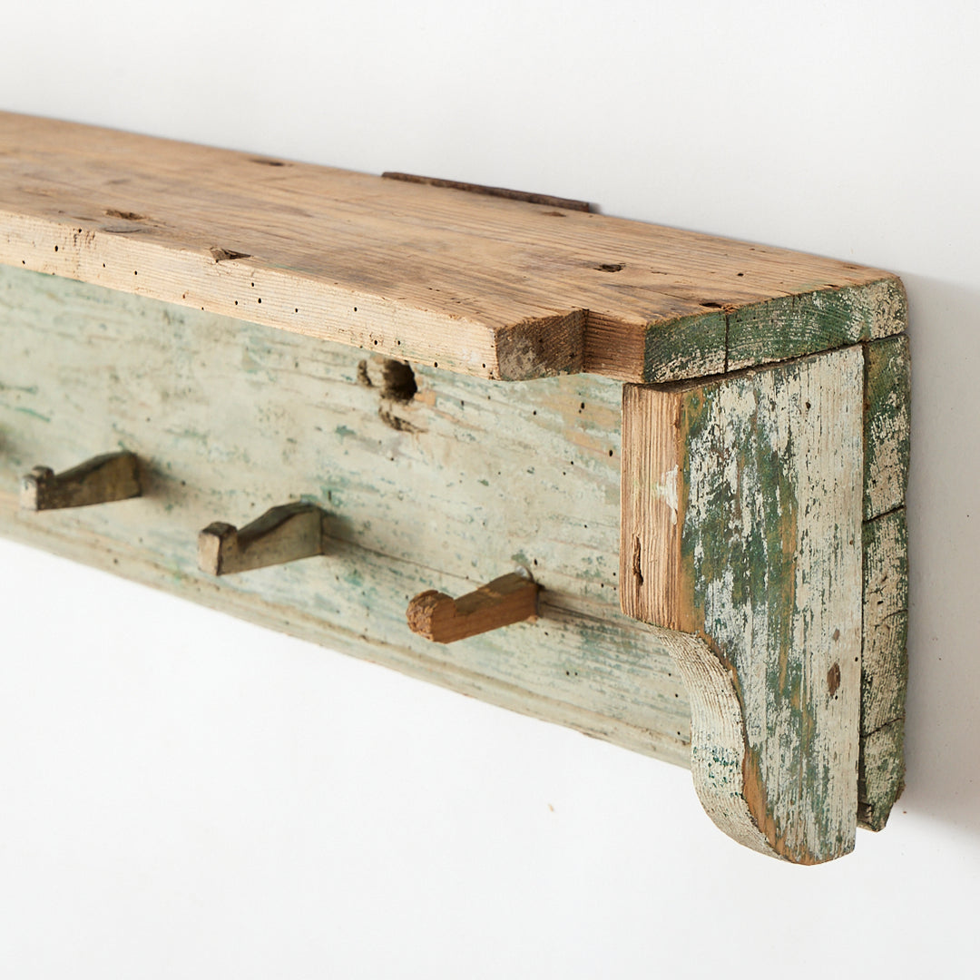 Antique Hungarian Peg Rack &amp; Shelf