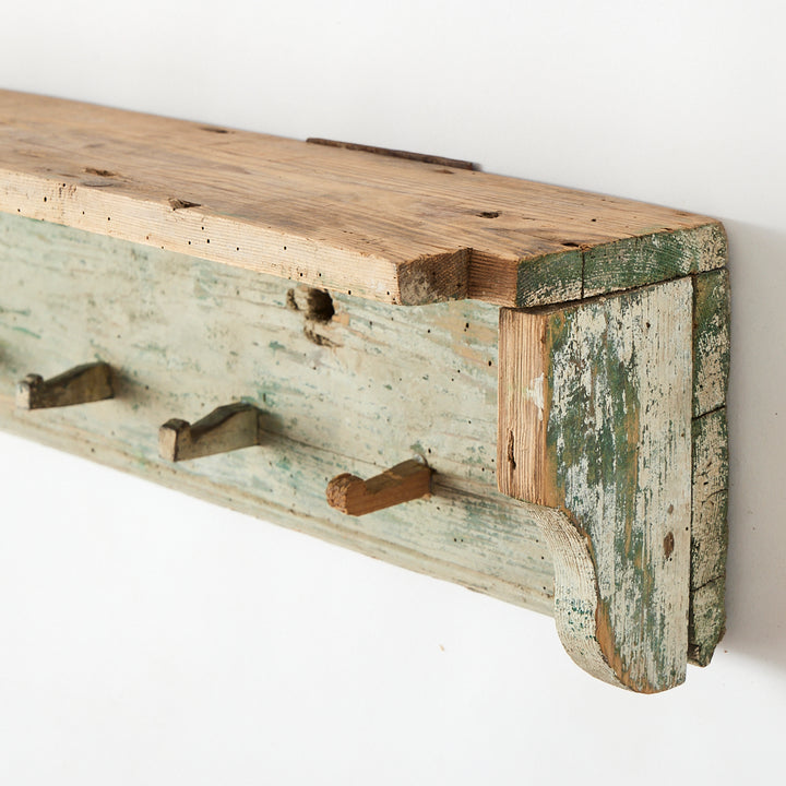 Antique Hungarian Peg Rack &amp; Shelf