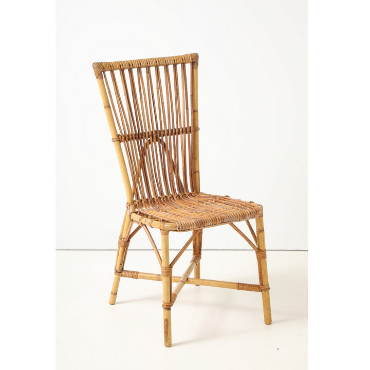 Vintage Desk &amp; Chair in Oak &amp; Rattan by Audoux-Minet, France, circa 1960