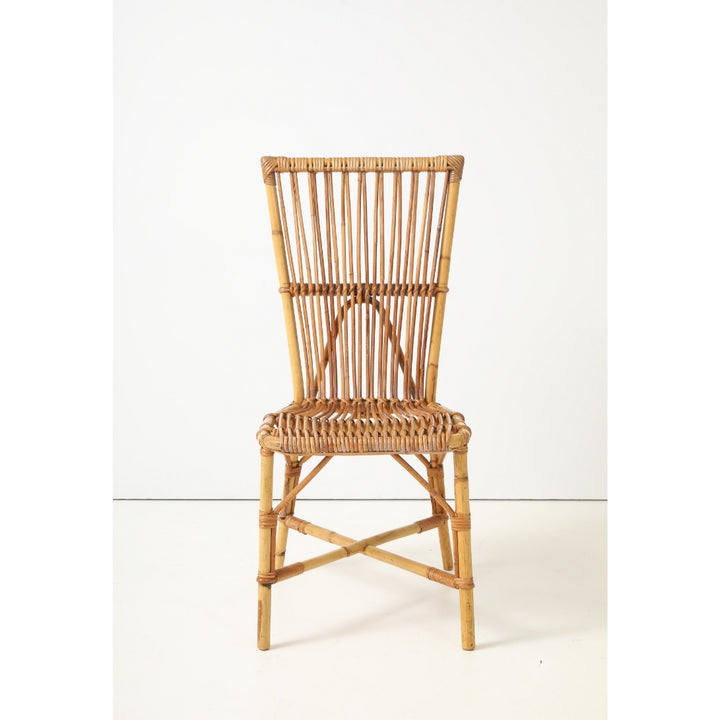 Vintage Desk &amp; Chair in Oak &amp; Rattan by Audoux-Minet, France, circa 1960