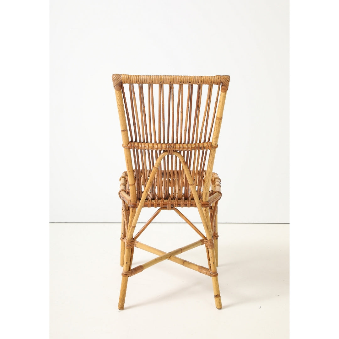 Vintage Desk &amp; Chair in Oak &amp; Rattan by Audoux-Minet, France, circa 1960
