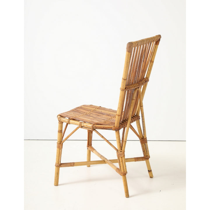 Vintage Desk &amp; Chair in Oak &amp; Rattan by Audoux-Minet, France, circa 1960