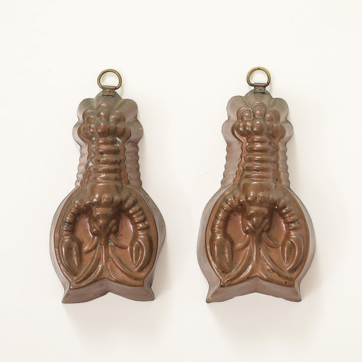 Pair of Vintage Copper Lobster Molds