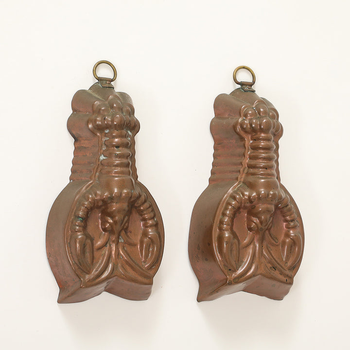 Pair of Vintage Copper Lobster Molds