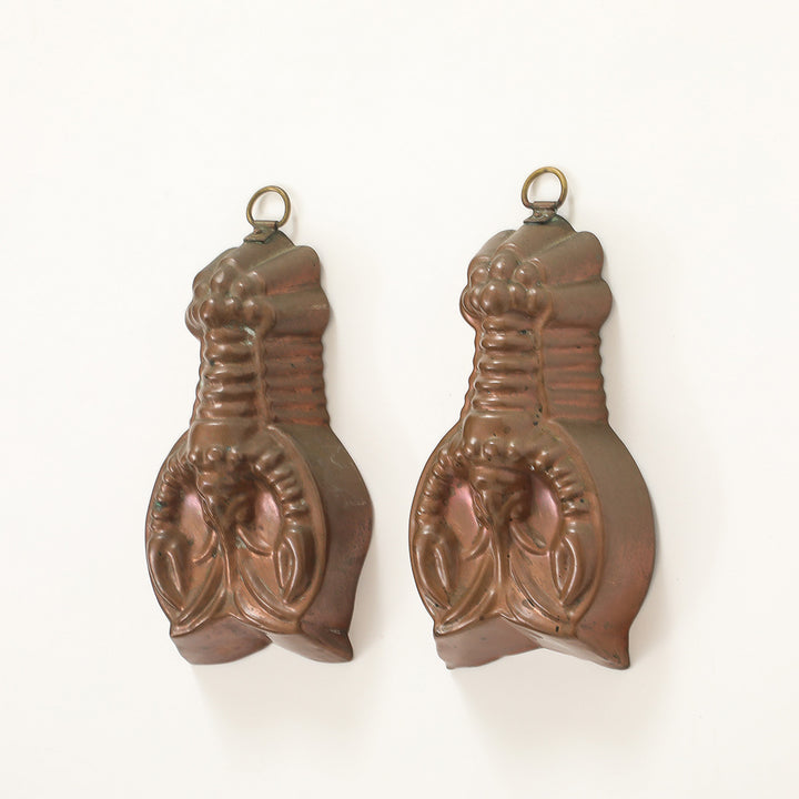 Pair of Vintage Copper Lobster Molds