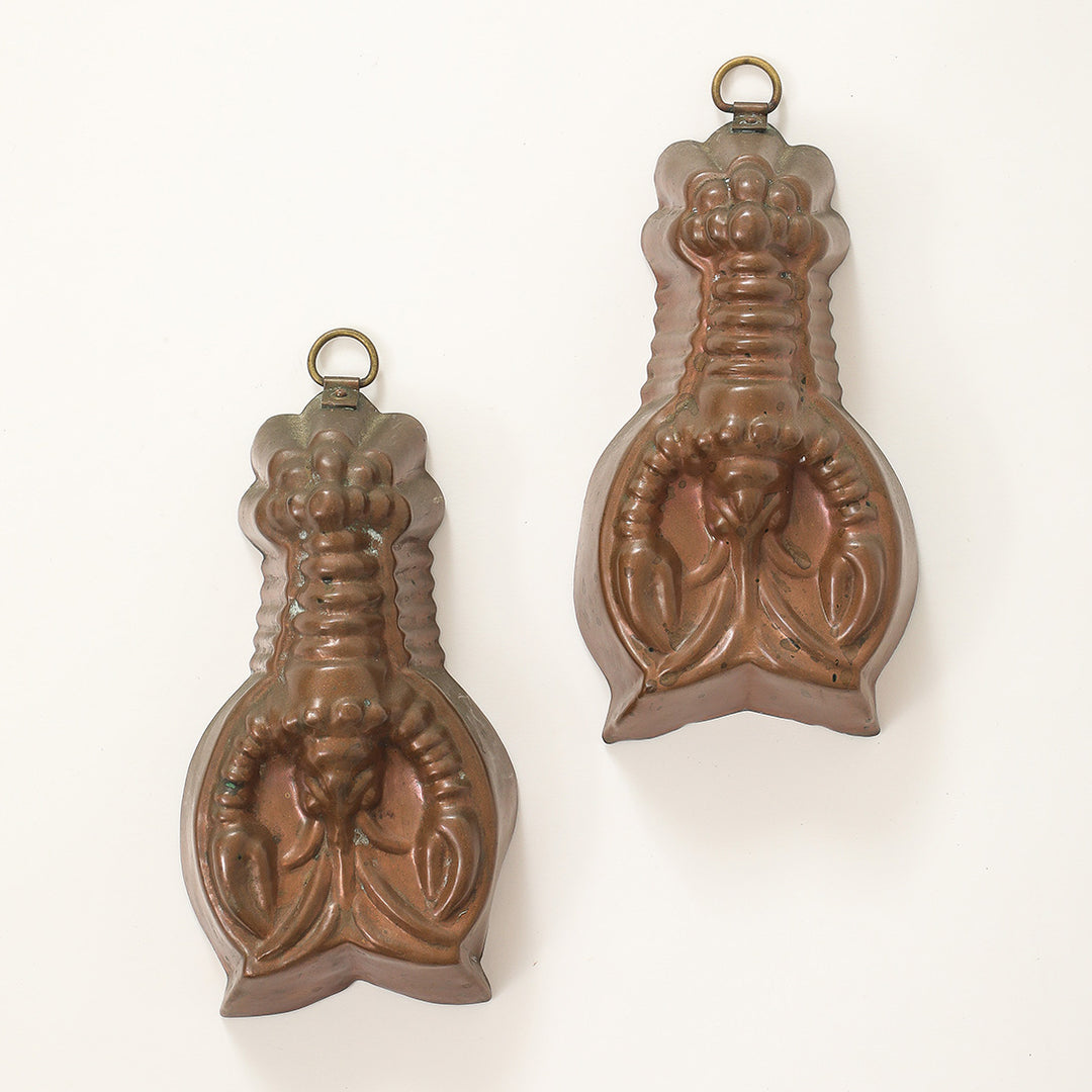 Pair of Vintage Copper Lobster Molds