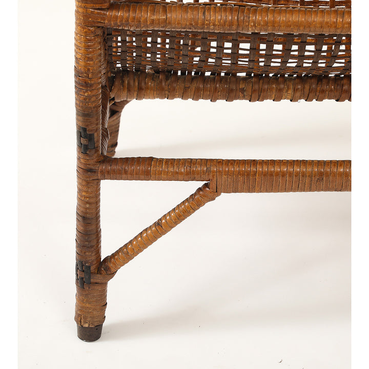 Vintage Rattan Side Table with Magazine Rack Base