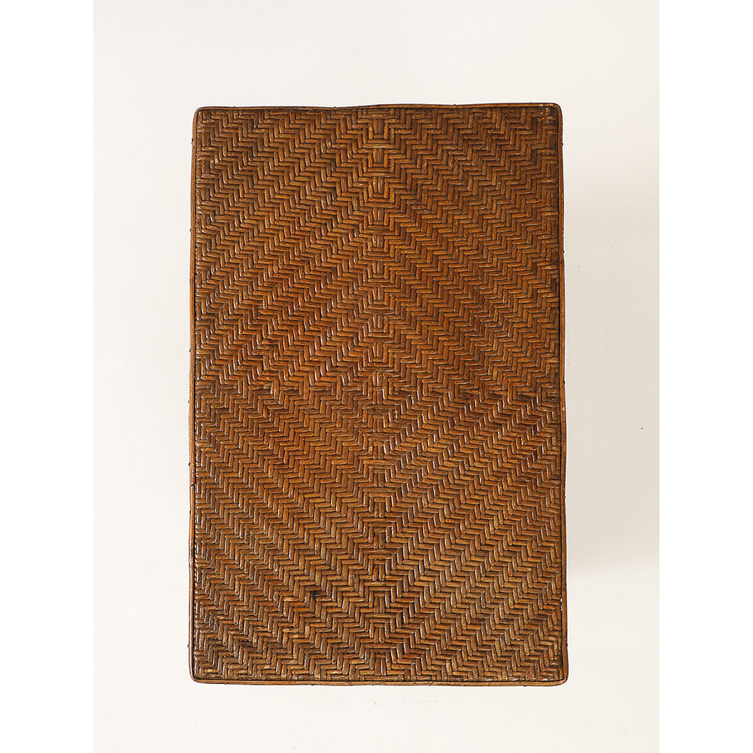 Vintage Rattan Side Table with Magazine Rack Base