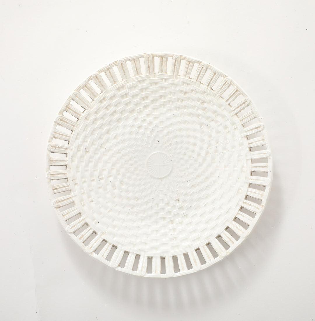 Antique Creamware Basketweave Plate