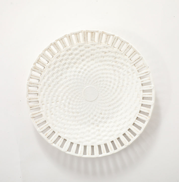 Antique Creamware Basketweave Plate