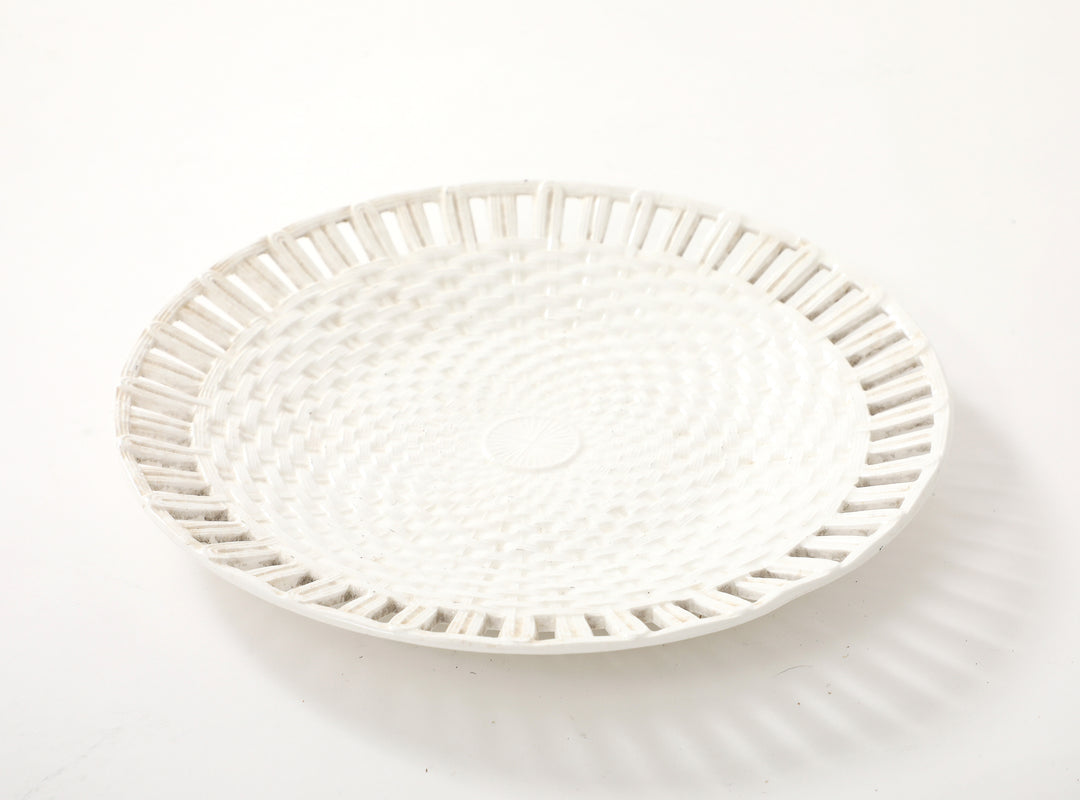 Antique Creamware Basketweave Plate