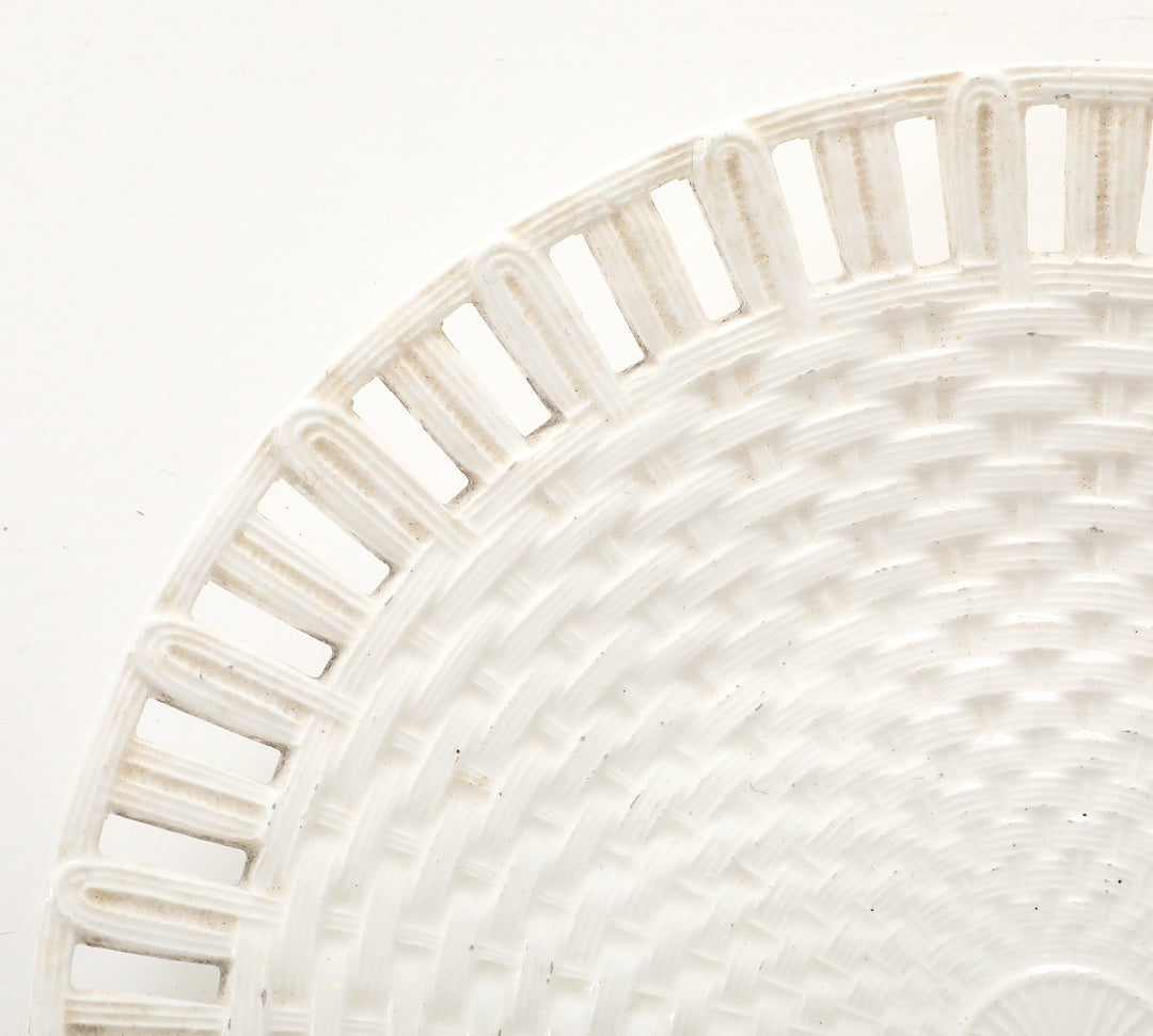 Antique Creamware Basketweave Plate
