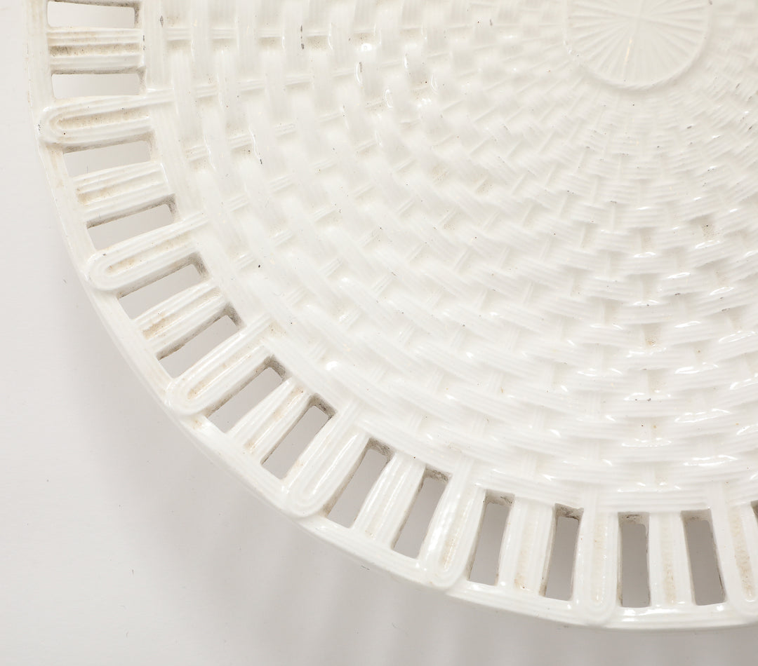 Antique Creamware Basketweave Plate