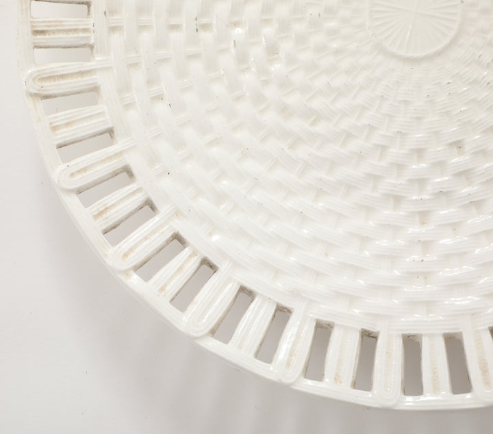 Antique Creamware Basketweave Plate