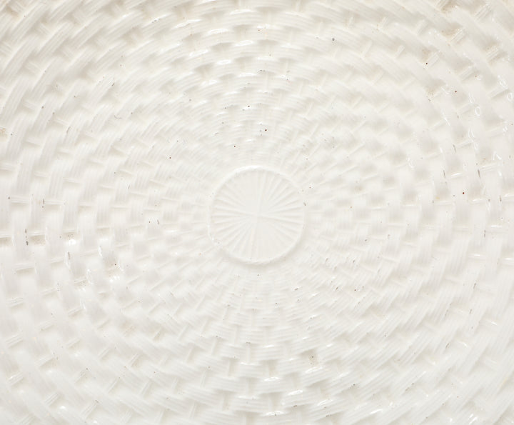 Antique Creamware Basketweave Plate