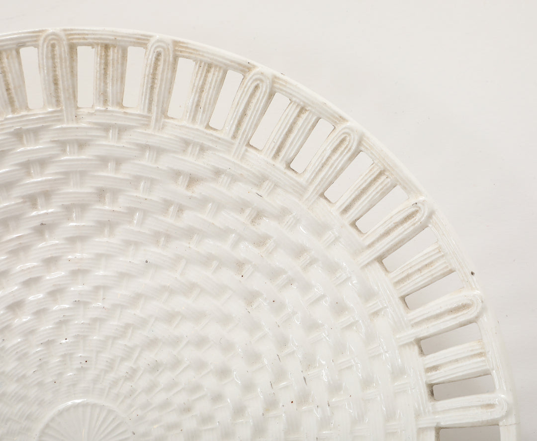 Antique Creamware Basketweave Plate