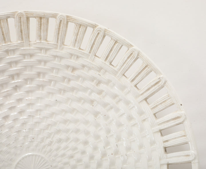 Antique Creamware Basketweave Plate