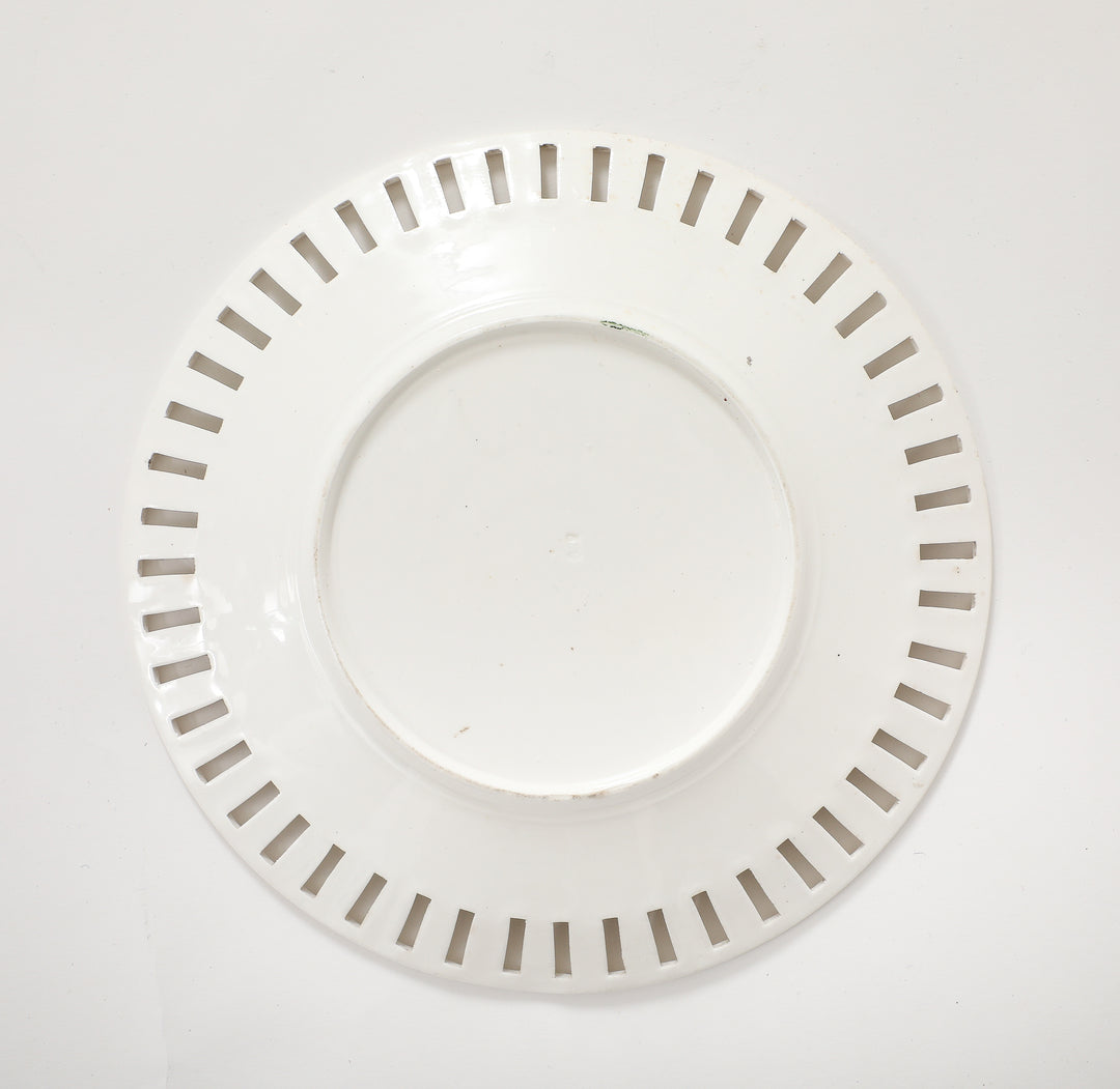 Antique Creamware Basketweave Plate