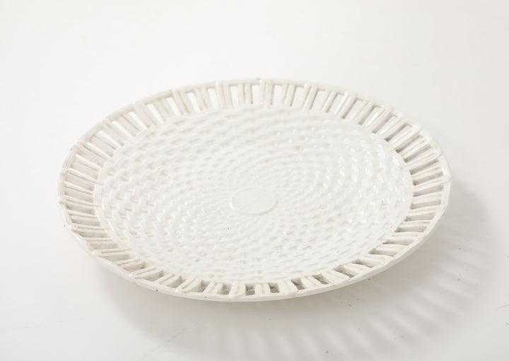Antique Creamware Basketweave Plate