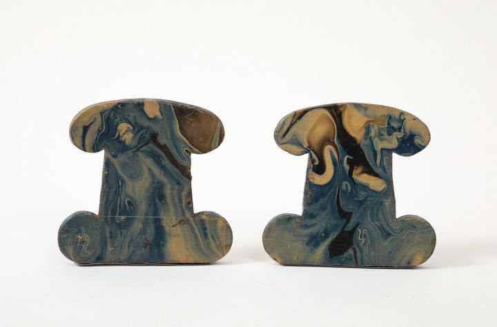 Pair of Vintage Marbleized Bookends