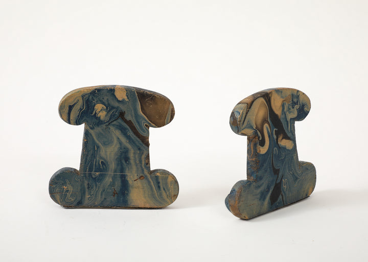 Pair of Vintage Marbleized Bookends