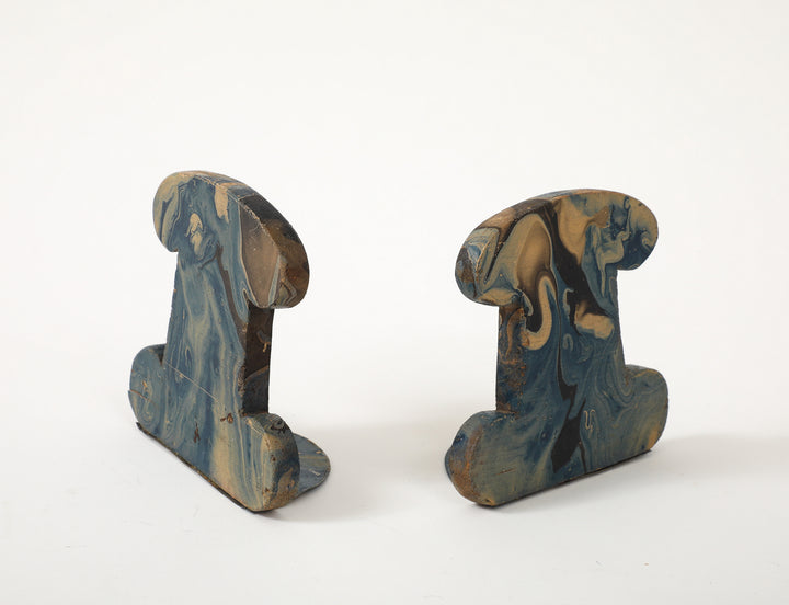 Pair of Vintage Marbleized Bookends