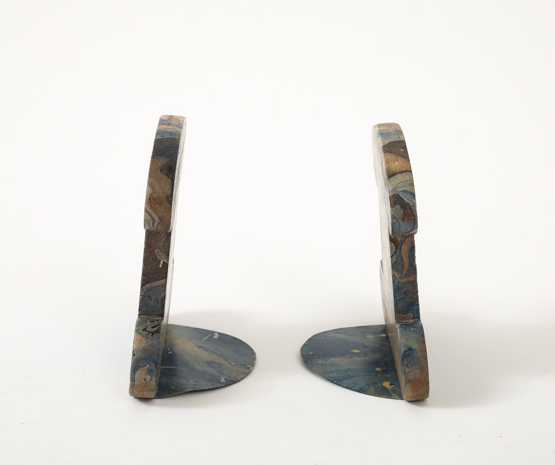 Pair of Vintage Marbleized Bookends