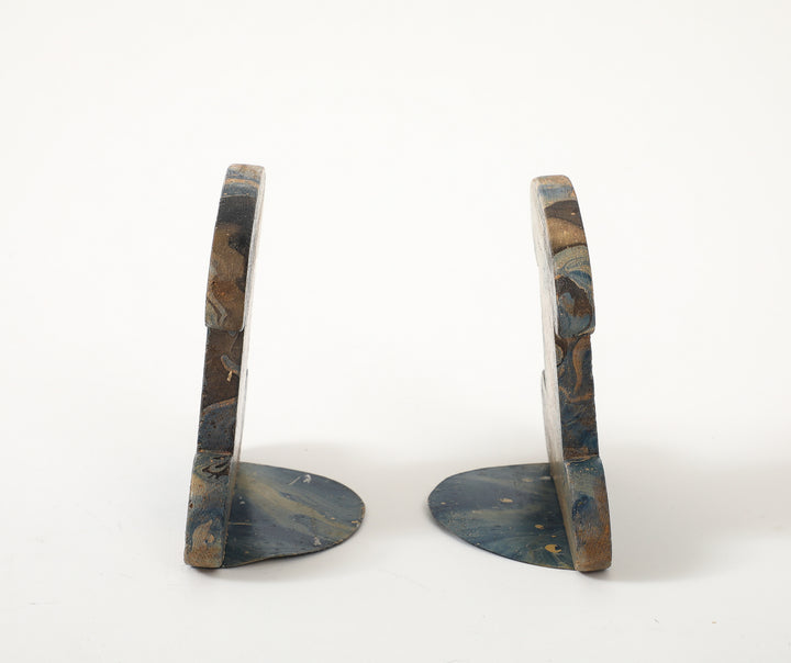 Pair of Vintage Marbleized Bookends