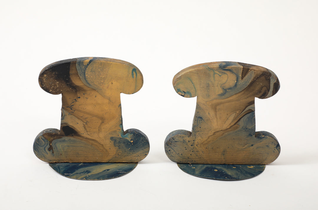 Pair of Vintage Marbleized Bookends