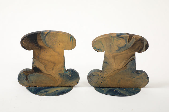 Pair of Vintage Marbleized Bookends