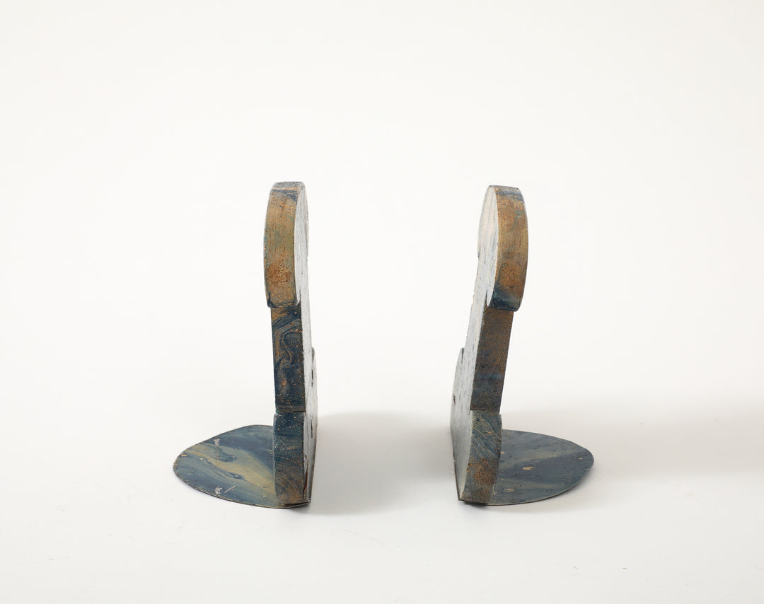 Pair of Vintage Marbleized Bookends