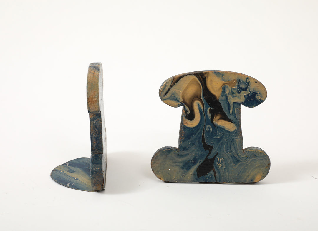 Pair of Vintage Marbleized Bookends