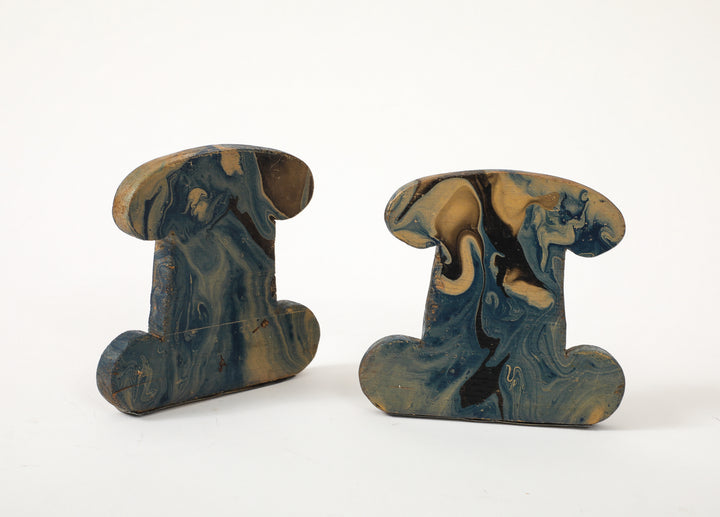 Pair of Vintage Marbleized Bookends