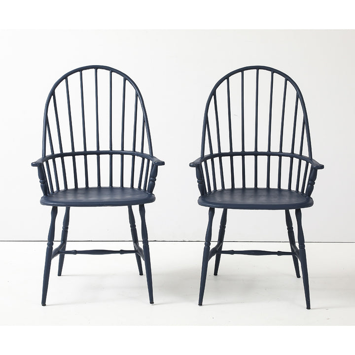 Pair of Vintage Powder Coated Steel Windsor Chairs in Blue