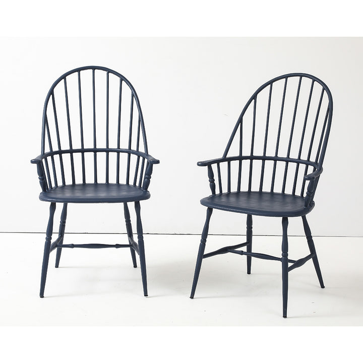 Pair of Vintage Powder Coated Steel Windsor Chairs in Blue
