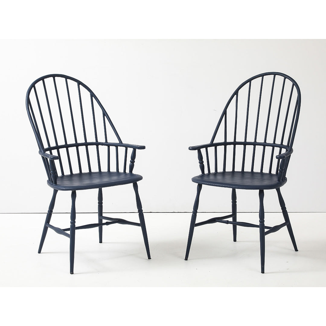 Pair of Vintage Powder Coated Steel Windsor Chairs in Blue