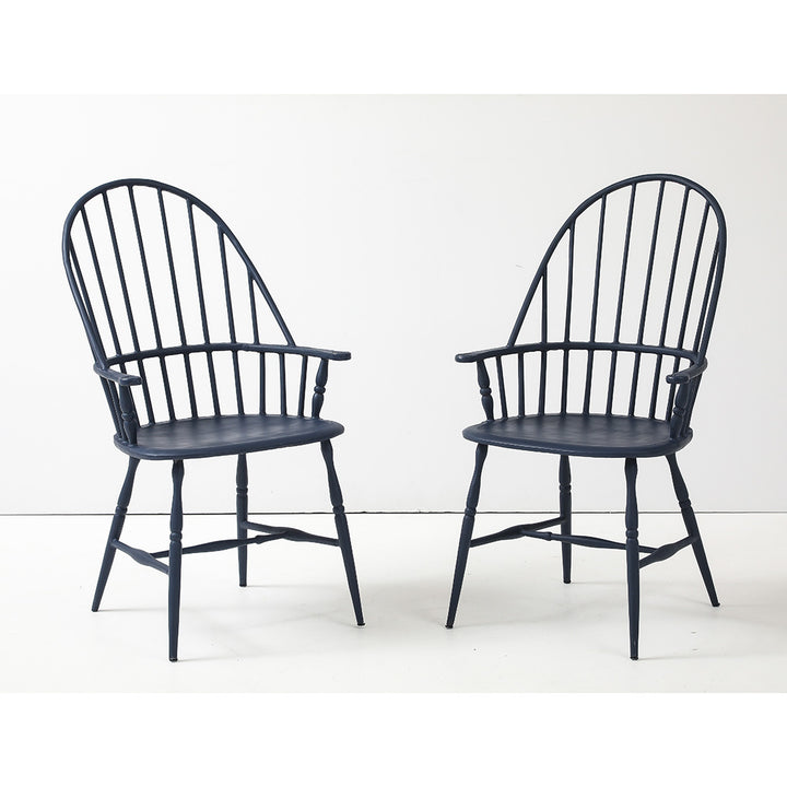 Pair of Vintage Powder Coated Steel Windsor Chairs in Blue