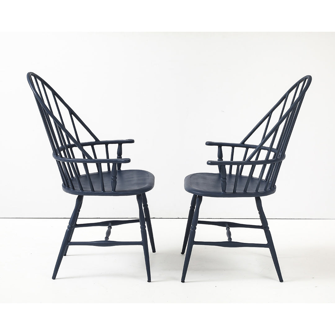 Pair of Vintage Powder Coated Steel Windsor Chairs in Blue