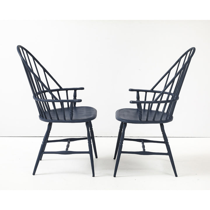 Pair of Vintage Powder Coated Steel Windsor Chairs in Blue