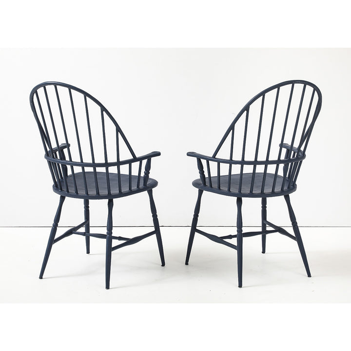 Pair of Vintage Powder Coated Steel Windsor Chairs in Blue
