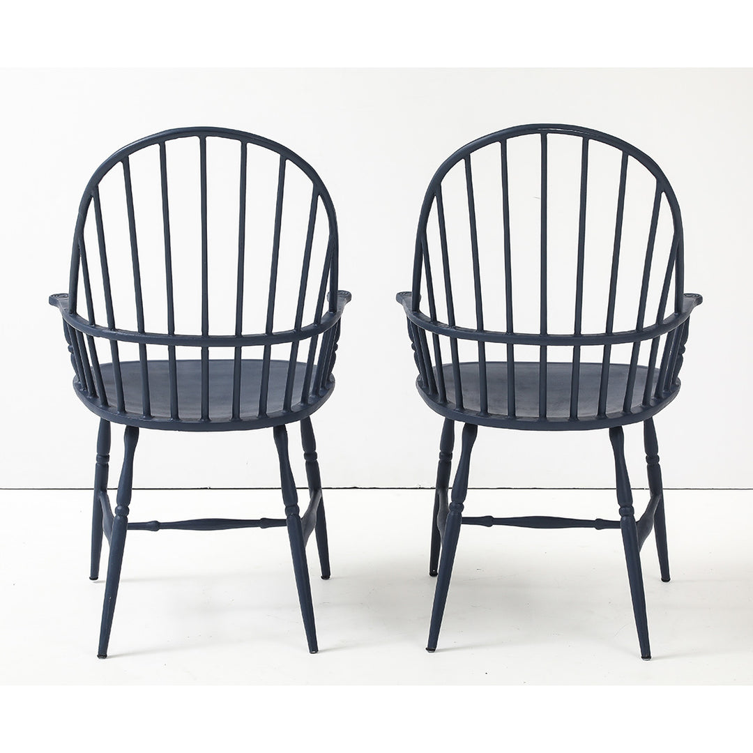 Pair of Vintage Powder Coated Steel Windsor Chairs in Blue