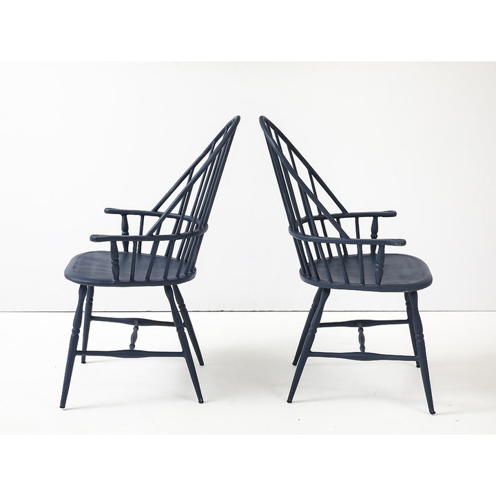Pair of Vintage Powder Coated Steel Windsor Chairs in Blue